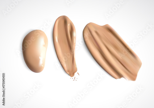 Cosmetic concealer smear strokes, tone cream smudged Vector.
