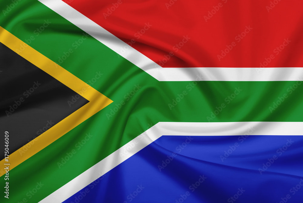 South Africa flag with fabric texture.
