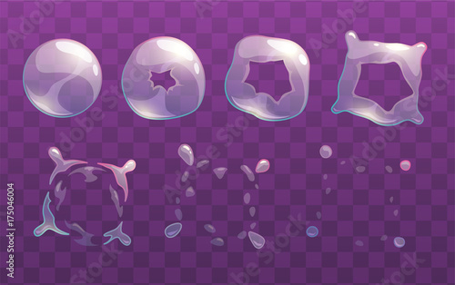 Transparent soap bubble burst sprites.