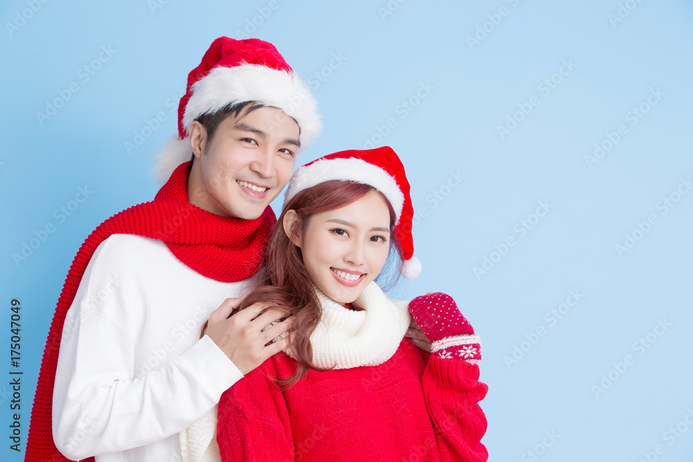 couple smile with merry christmas couple smile with merry christmas