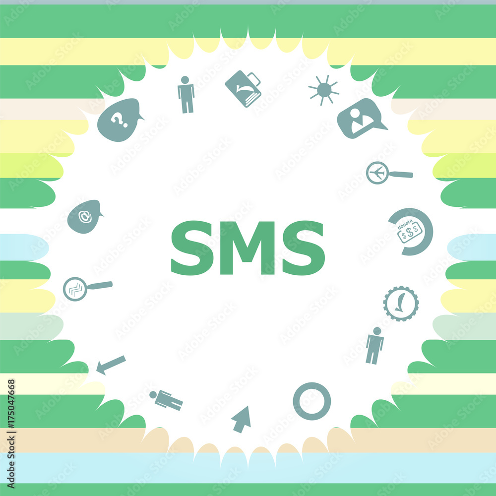 Text Sms. Web design concept . Infographics icon set. Icons of maths, graphs, mail and so on.