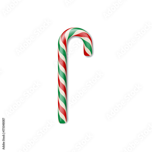 Candy cane isolated on white background. Vector Christmas and New Year design element.