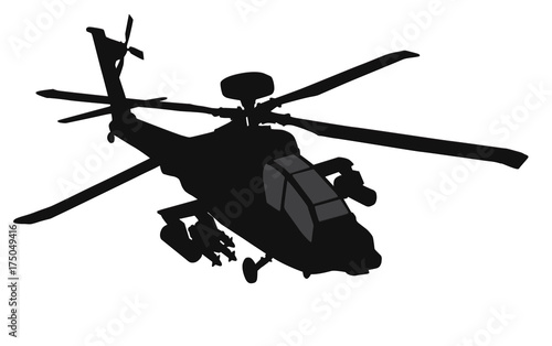 Military helicopter vector silhouette