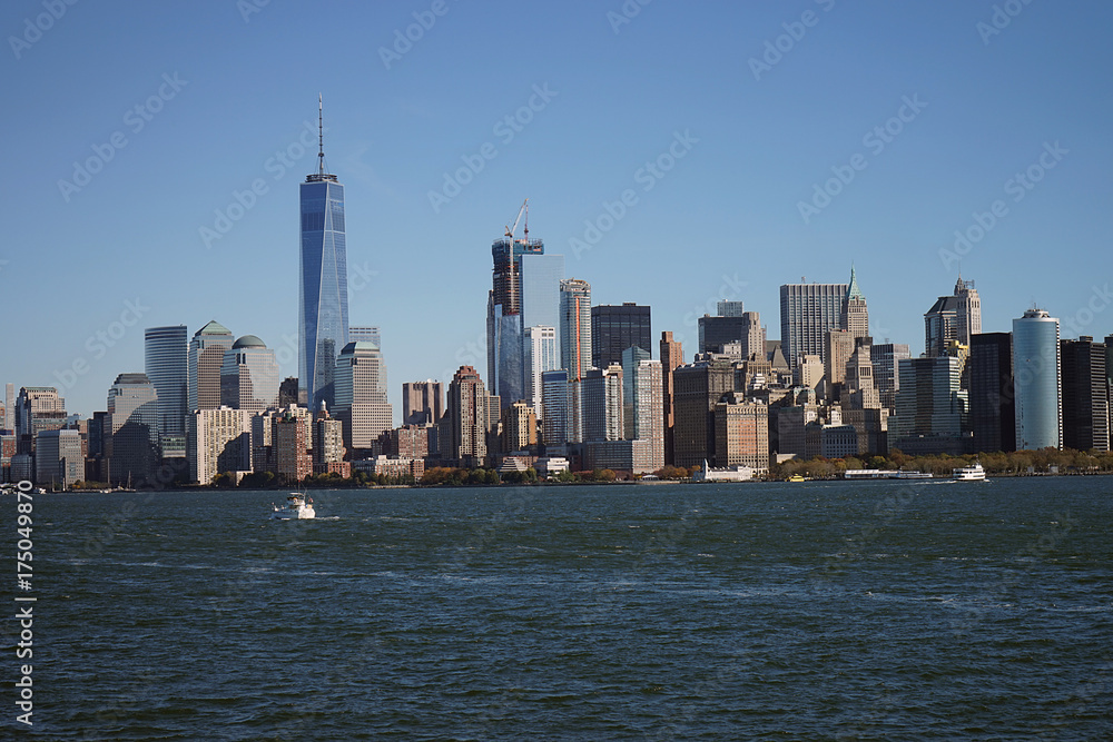 Skyline New York Manhattan Hudson River Light