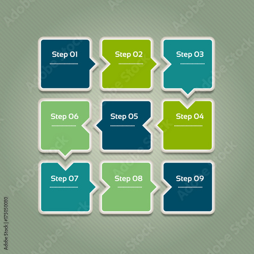 Vector progress background. Template for diagram, graph, presentation and chart. Business concept with 9 options, parts, steps or processes. Abstract background. eps 10.