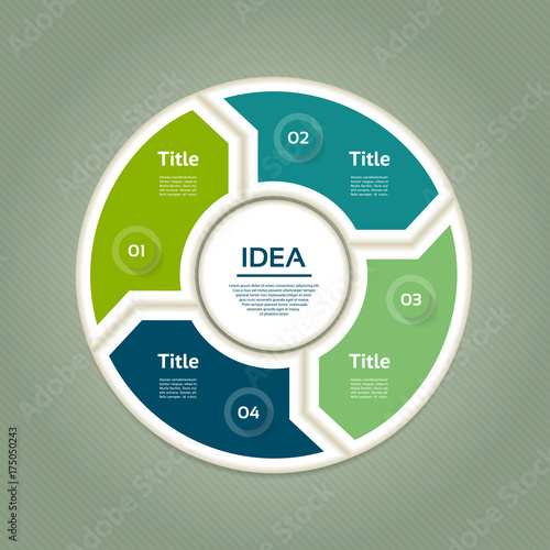 Vector circle arrows for infographic. Template for cycling diagram, graph, presentation and round chart. Business concept with  4 options, parts, steps or processes. Abstract background.