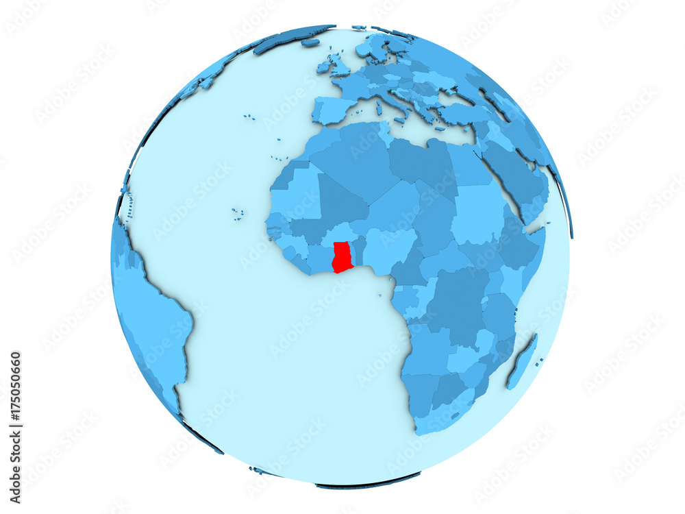 Ghana on blue globe isolated Ghana on blue globe isolated