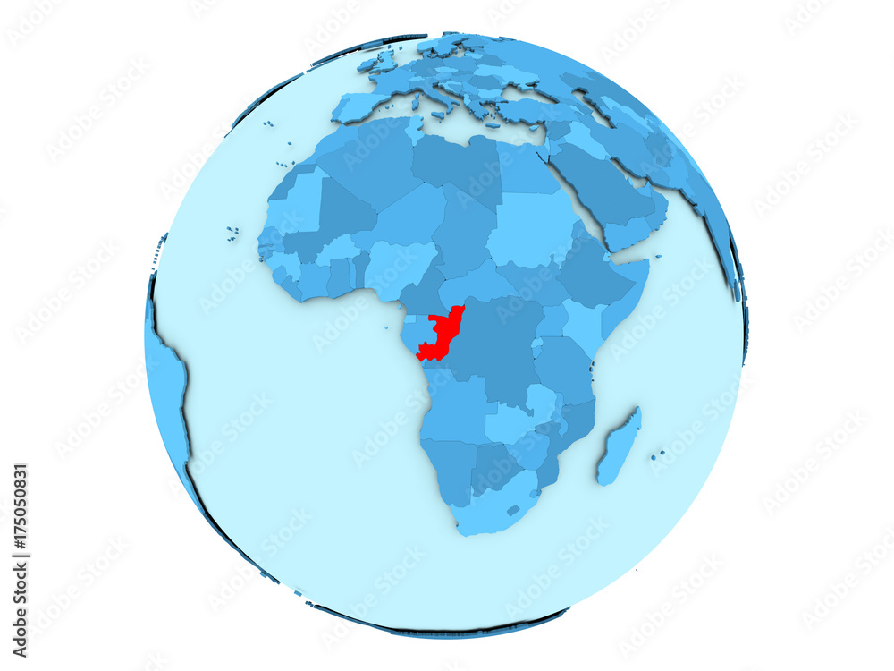 Congo on blue globe isolated Congo on blue globe isolated