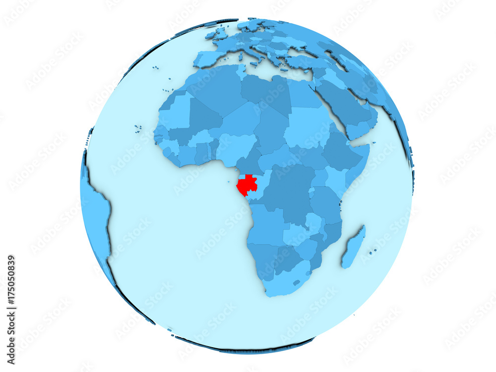 Gabon on blue globe isolated Gabon on blue globe isolated
