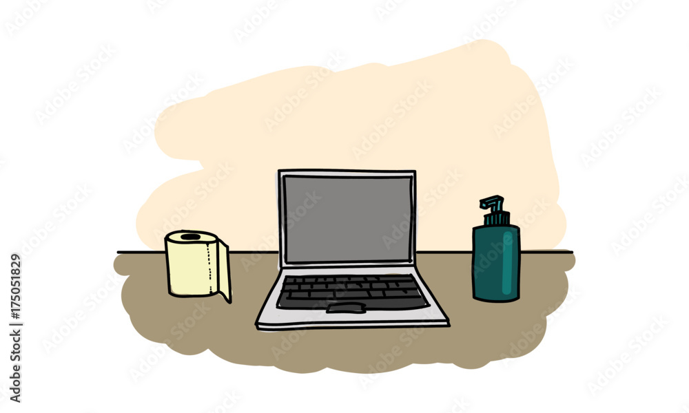 Laptop with lotion and toilet paper funny post for social media Stock  Vector | Adobe Stock