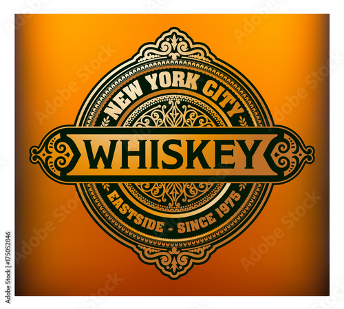 Old label for packing with liquor background