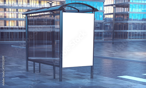 advertising white template on bus stop