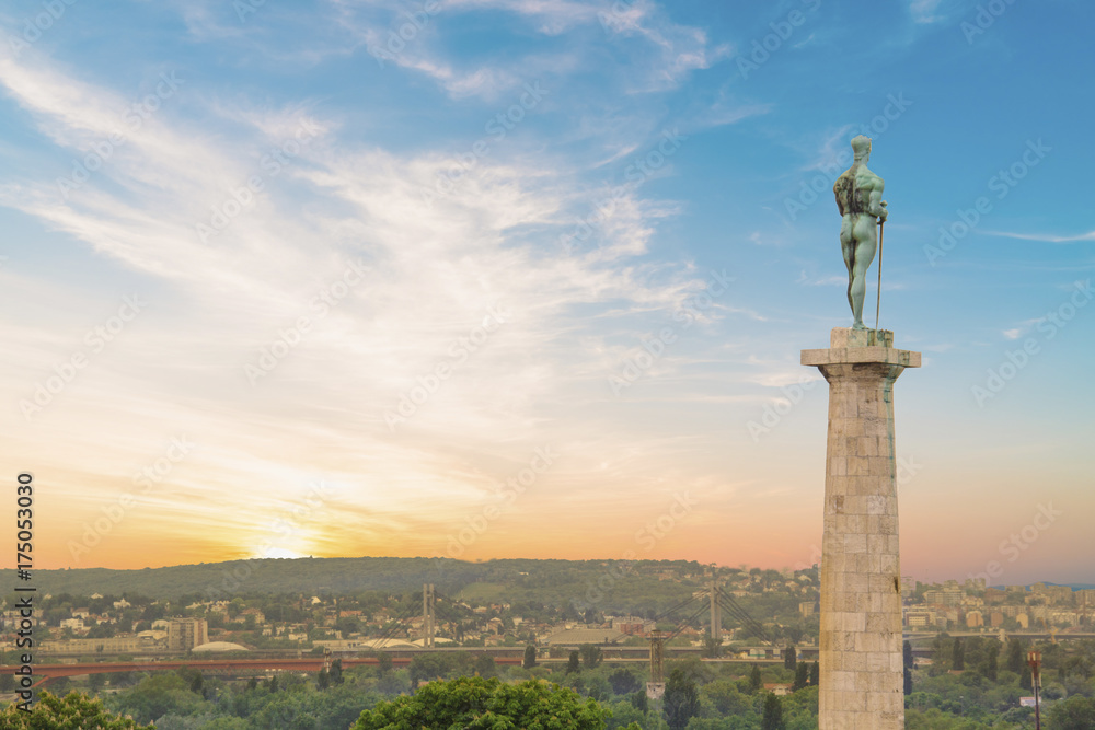 Beautiful view of the monument to the Winner near the Belgrade Fortress in Belgrade, Serbia