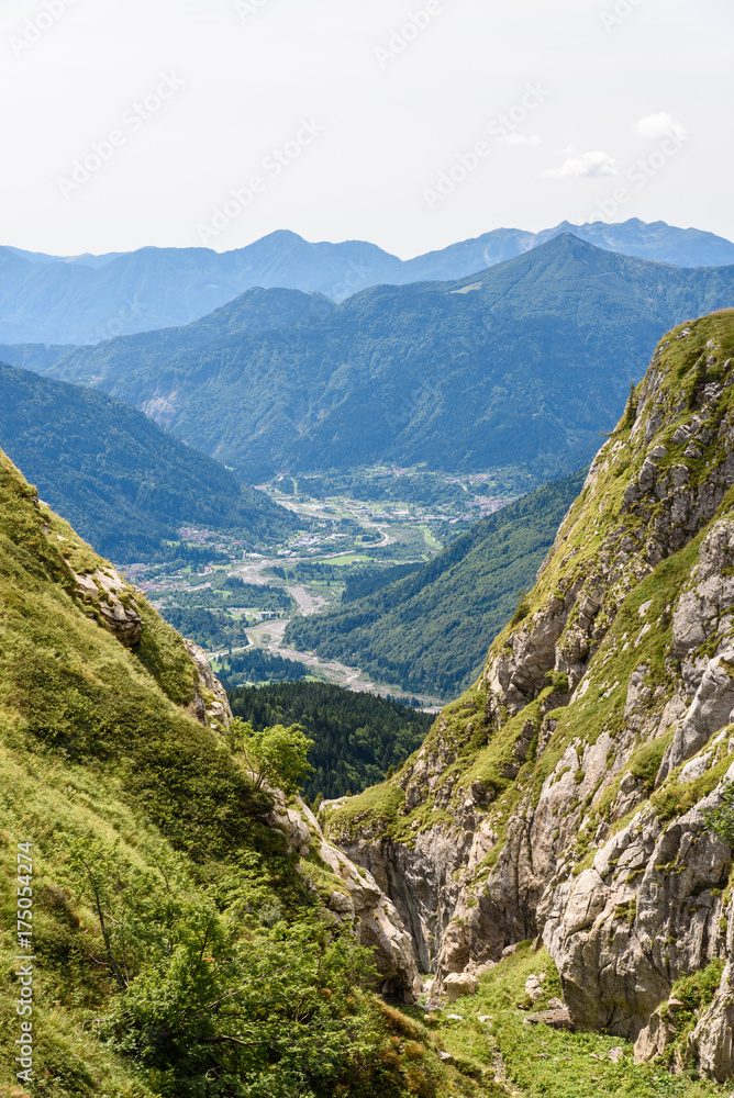 Fototapeta premium Mountain views. Between huts and nature