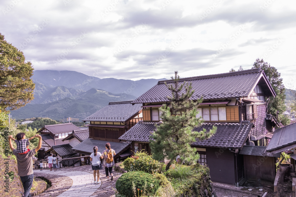 The old  town or old buildings of Magome  for  the travelers walking at old street in Nagano Prefecture, JAPAN.