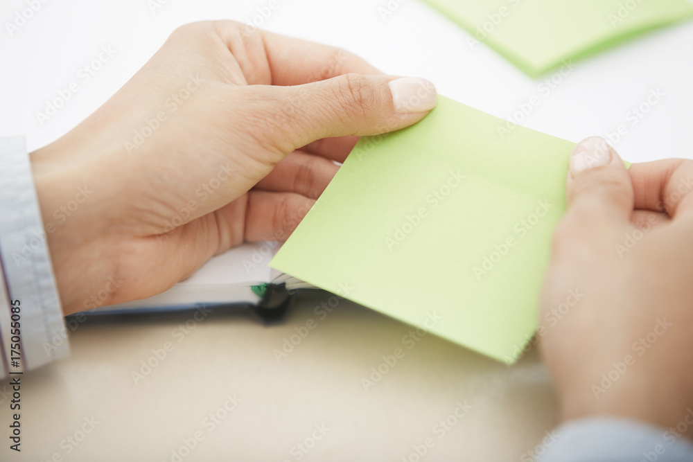 Blank green adhesive note Blank green adhesive note