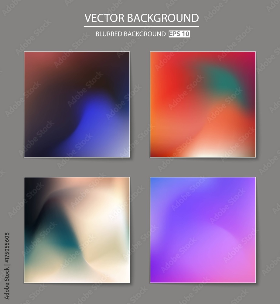 Abstract Creative concept vector multicolored blurred background set. For Web and Mobile Applications, art illustration template design, business infographic and social media, modern decoration