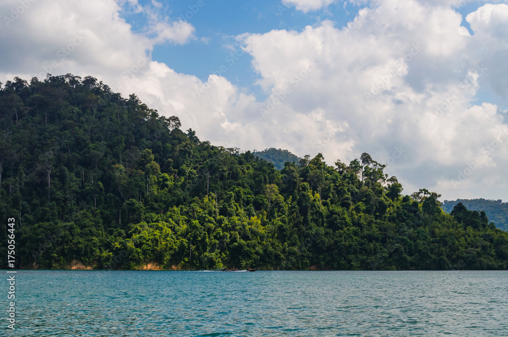 Beautiful mountains lake river sky and natural attractions in Ratchaprapha Dam at Khao Sok National Park, Surat Thani Province, Thailand Beautiful mountains lake river sky and natural attractions in Ratchaprapha Dam at Khao Sok National Park, Surat Thani Province, Thailand