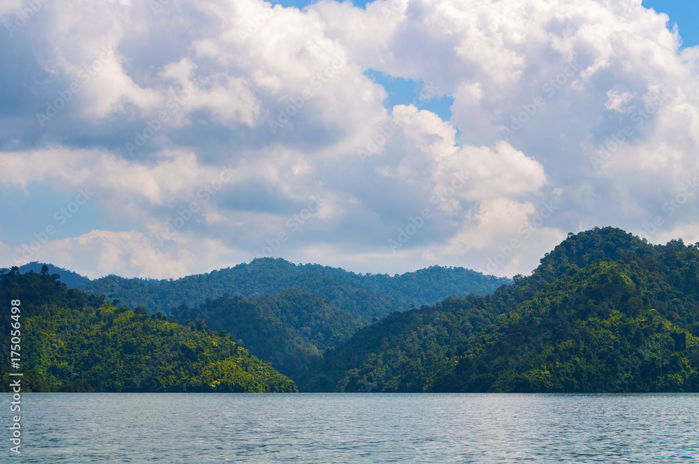 Beautiful mountains lake river sky and natural attractions in Ratchaprapha Dam at Khao Sok National Park, Surat Thani Province, Thailand Beautiful mountains lake river sky and natural attractions in Ratchaprapha Dam at Khao Sok National Park, Surat Thani Province, Thailand