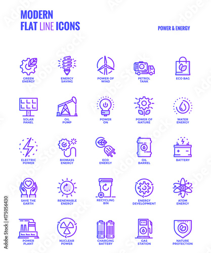 Flat line Gradient icons design-Power and Energy