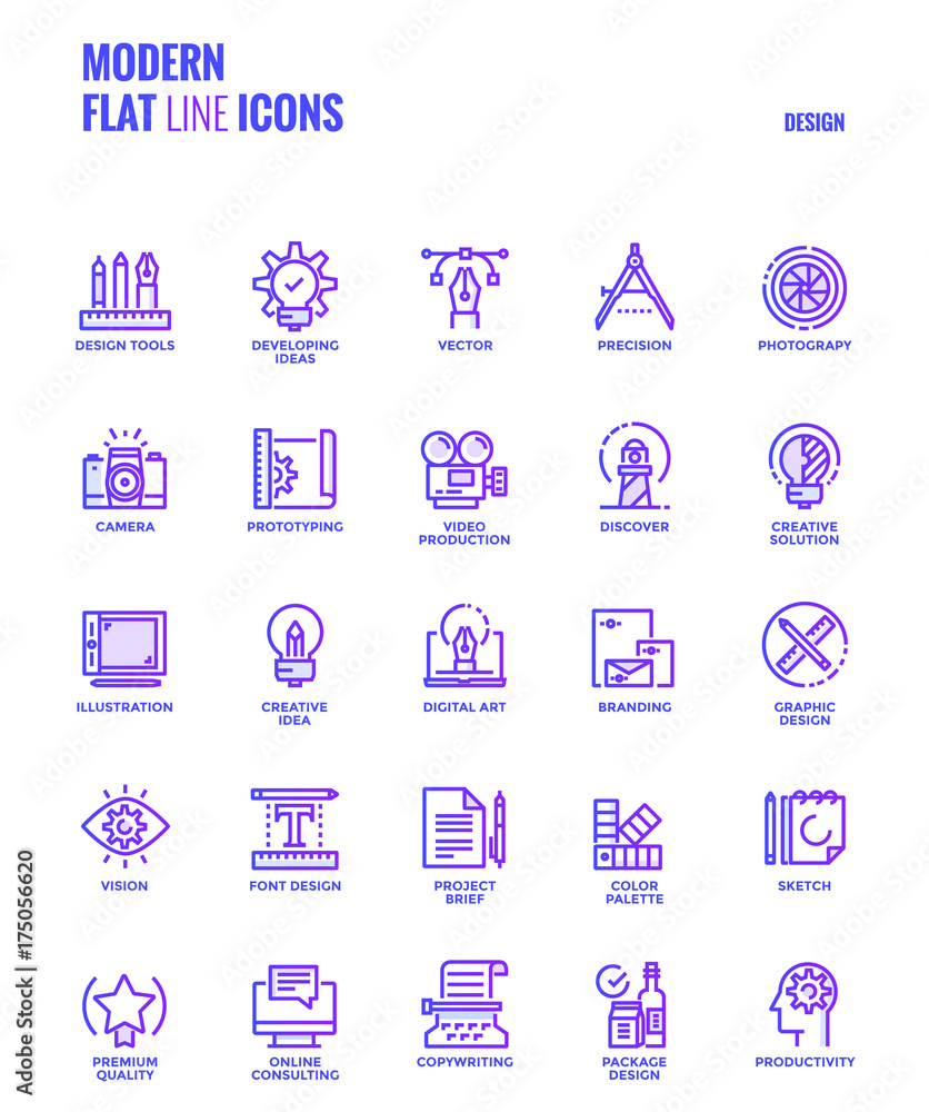 Flat line gradient icons design-Graphic design