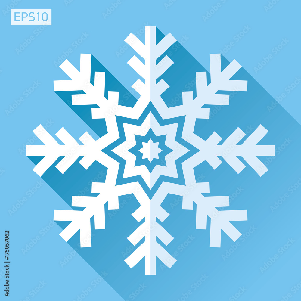 Snowflake icon in flat style on color background. Vector winter design element for you Christmas project Snowflake icon in flat style on color background. Vector winter design element for you Christmas project