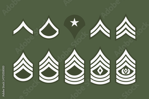 Military Ranks Stripes and Chevrons. Vector Set Army Insignia