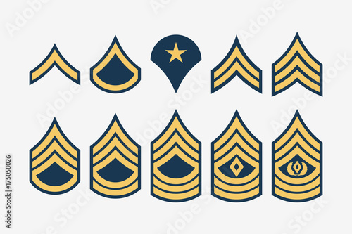 Military Ranks Stripes and Chevrons. Vector Set Army Insignia