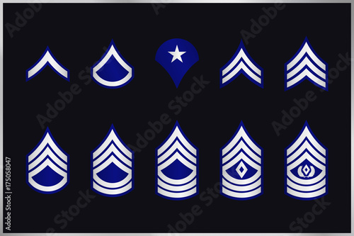 Military Ranks Stripes and Chevrons. Vector Set Army Insignia