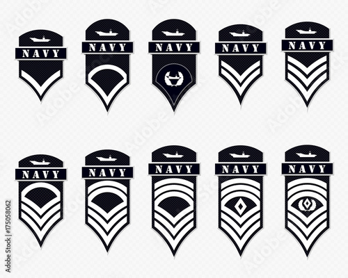 Military Ranks Stripes and Chevrons. Vector Set Army Insignia