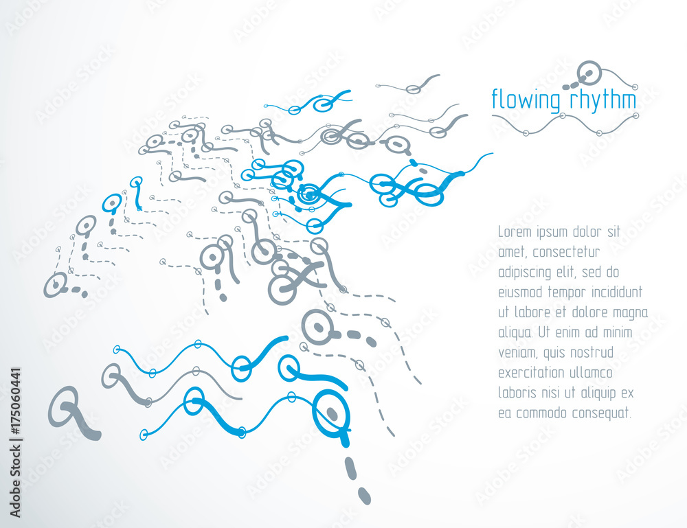 Abstract wavy lines rhythm pattern for use in graphic and web design. Vector technology flyer template. Abstract wavy lines rhythm pattern for use in graphic and web design. Vector technology flyer template.