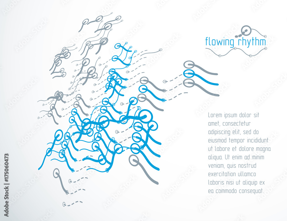Obraz premium Abstract wavy lines rhythm pattern for use in graphic and web design. Vector technology flyer template.