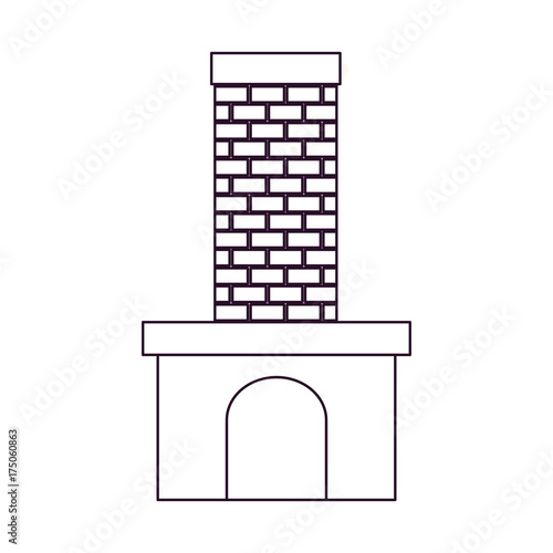 brick fireplace silhouette on white background