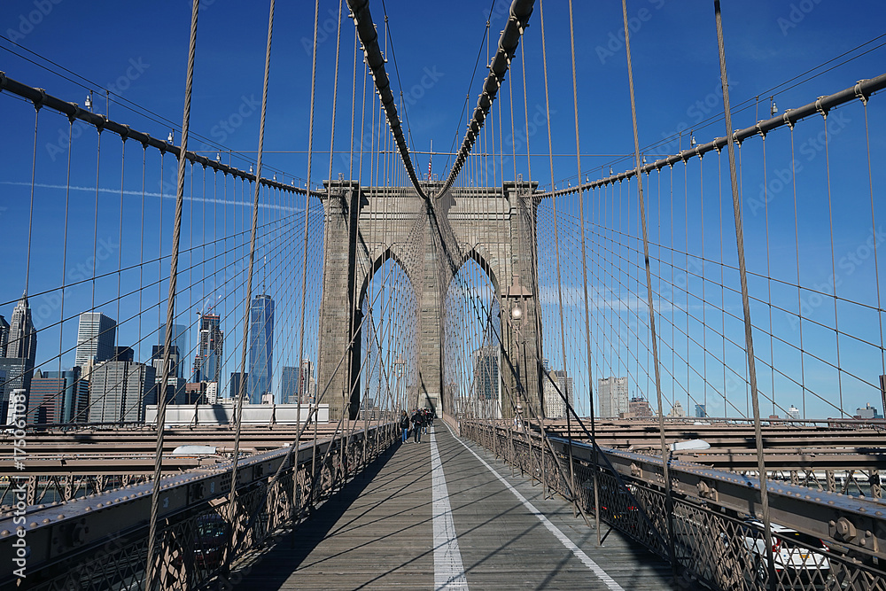 Naklejka premium Brooklyn Bridge Nowy Jork Manhattan Hudson River
