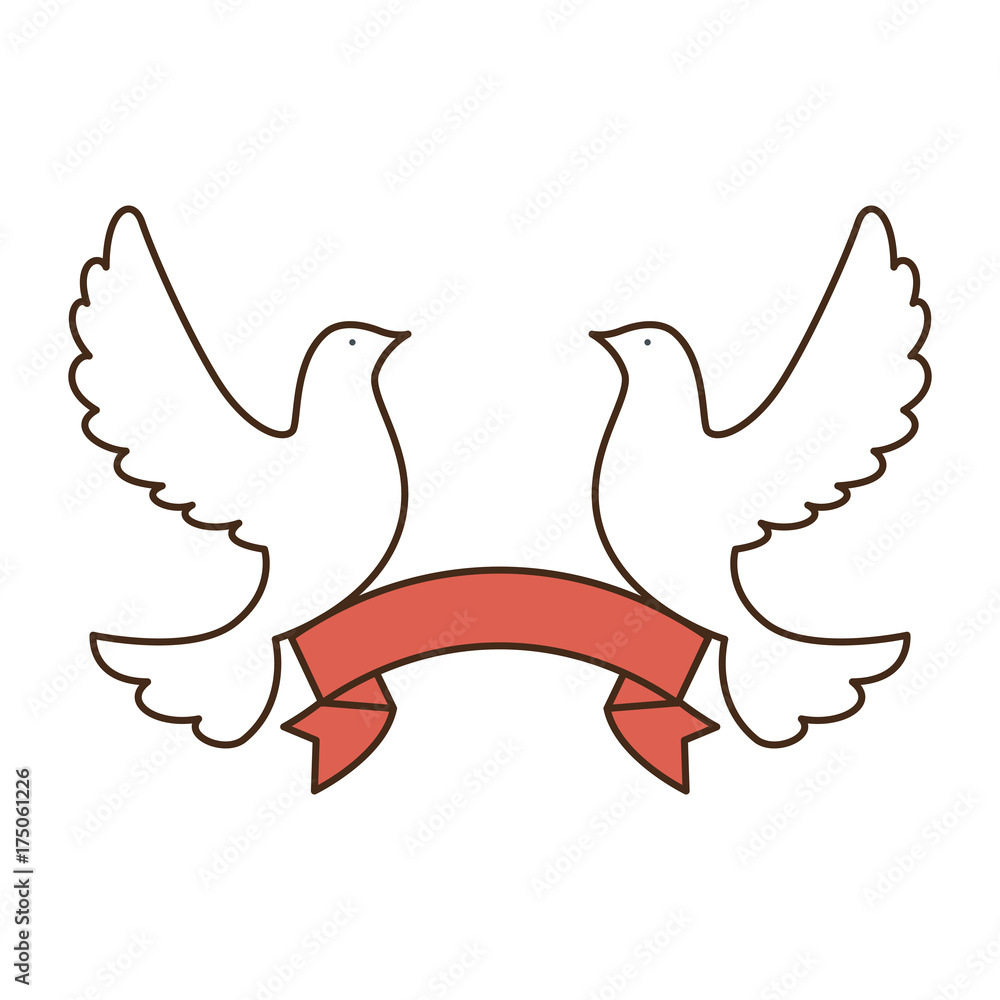 Obraz premium doves of peace with ribbon