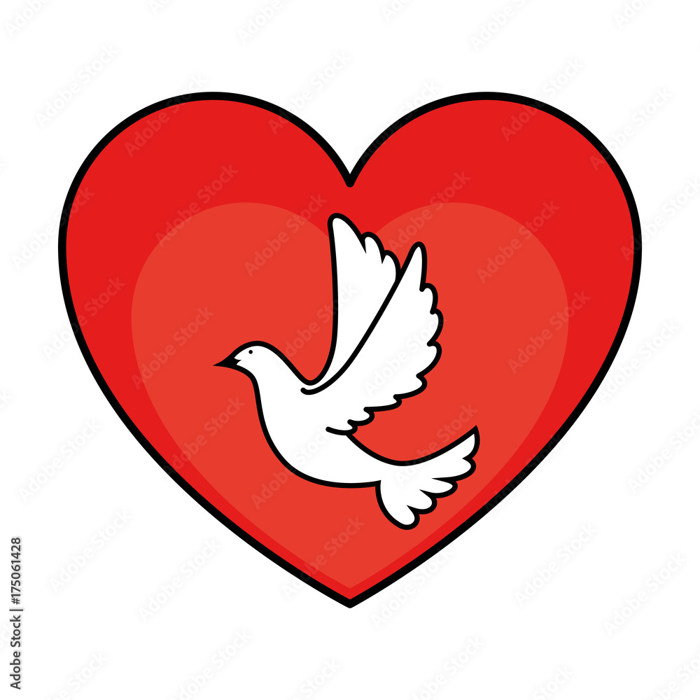 heart with dove of peace icon heart with dove of peace icon