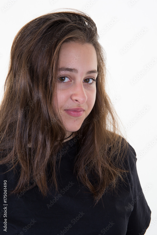 Portrait of smiling cute young woman, isolated on white background Portrait of smiling cute young woman, isolated on white background