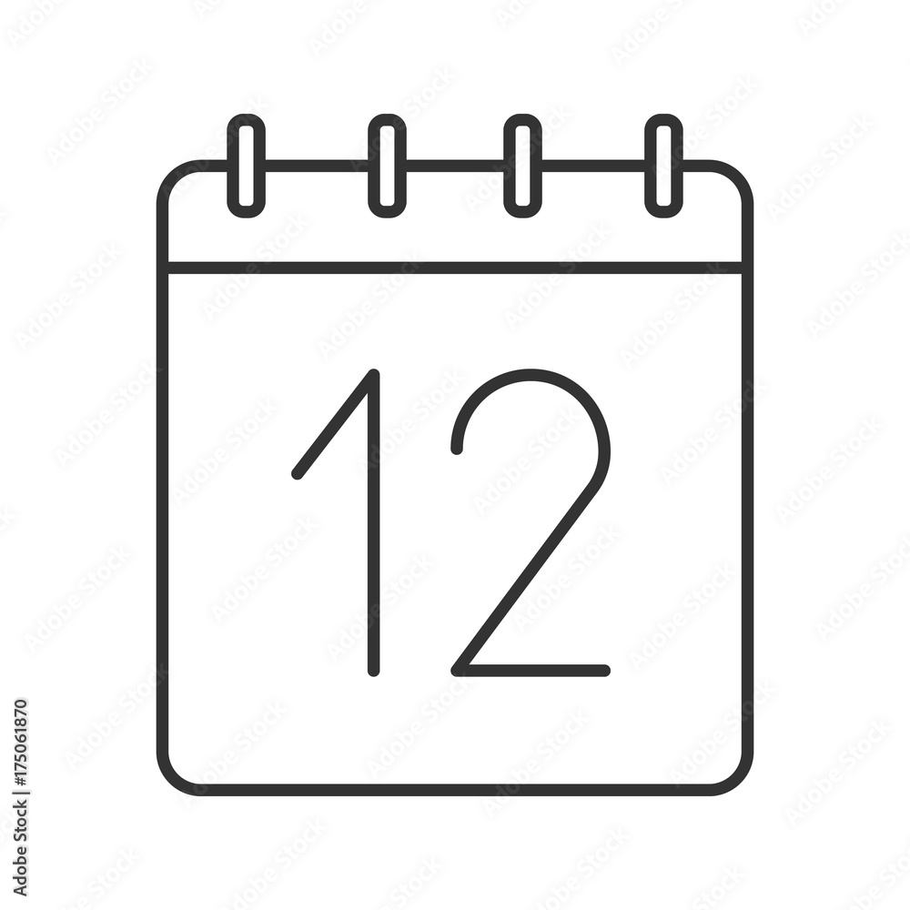 Twelfth day of month linear icon Twelfth day of month linear icon