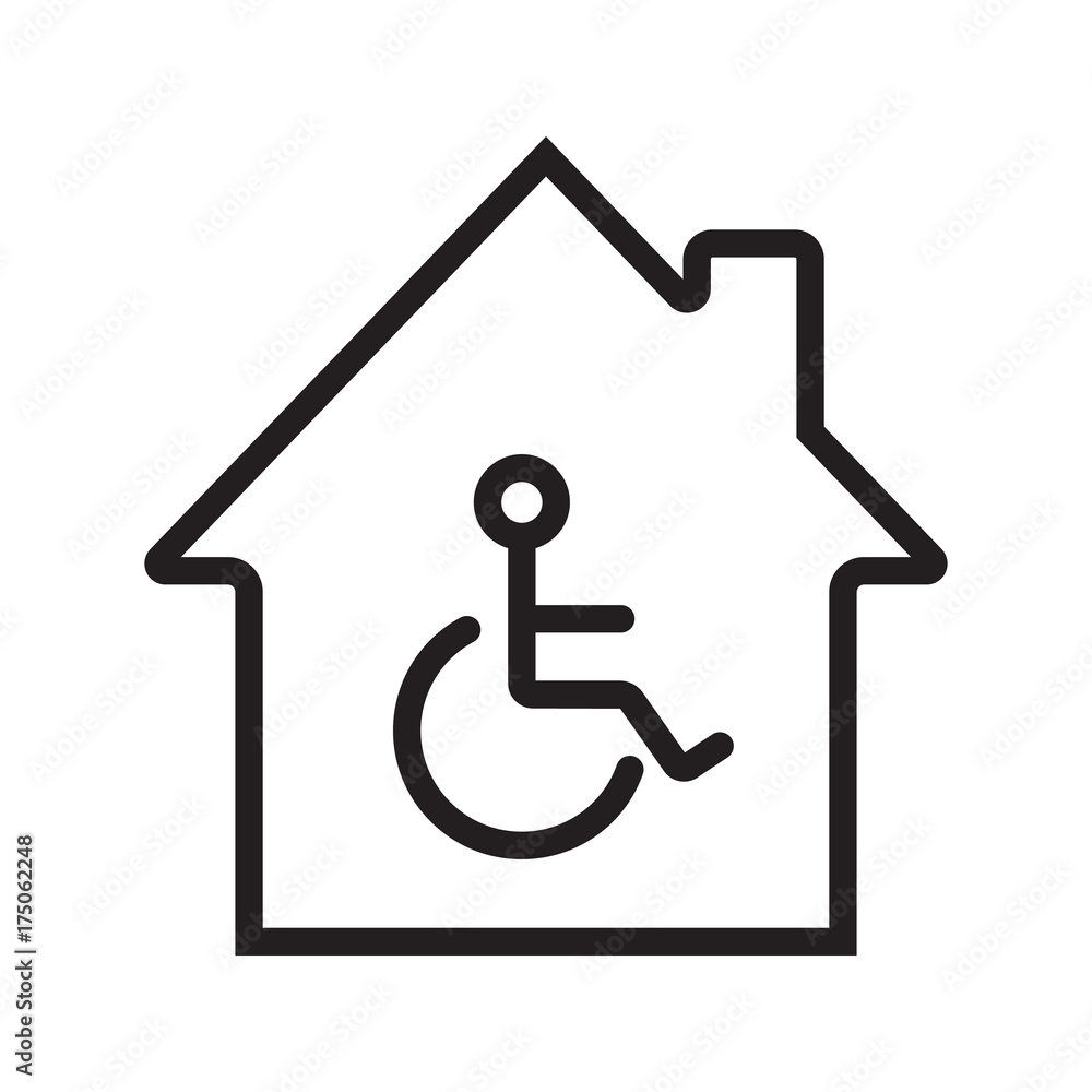 House with special facilities linear icon House with special facilities linear icon