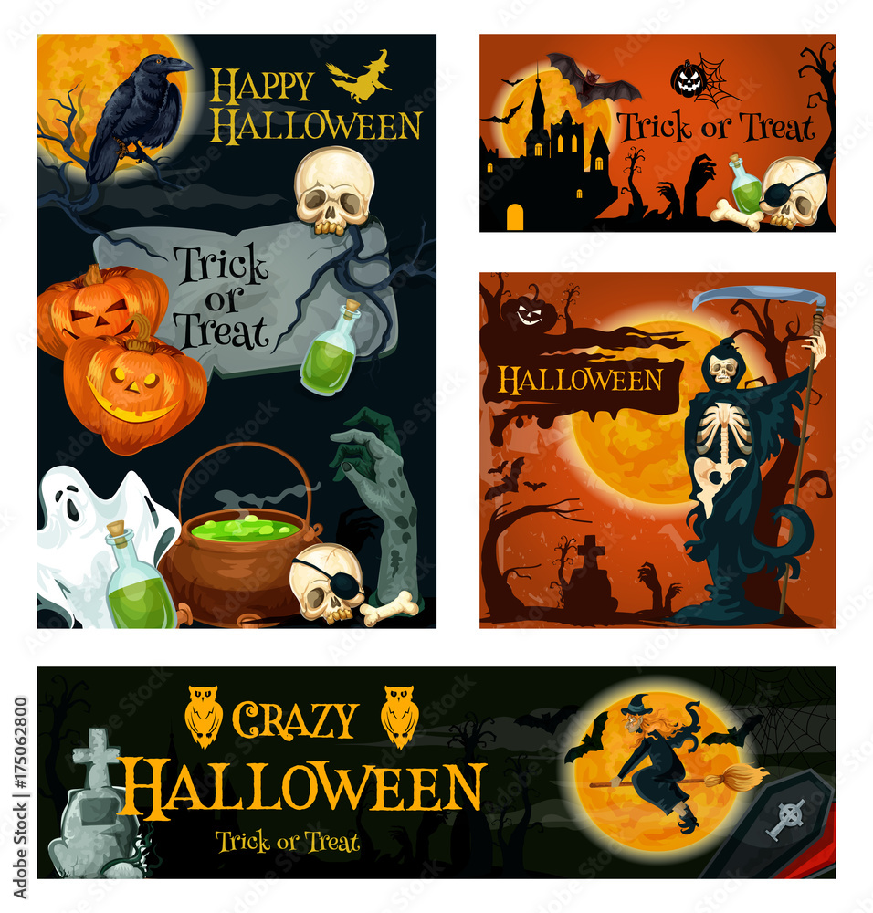 Halloween holiday trick or treat night banner