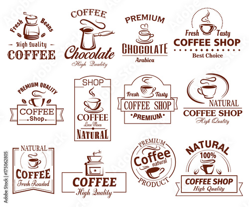 Vector icons set of coffee cups for coffeeshop
