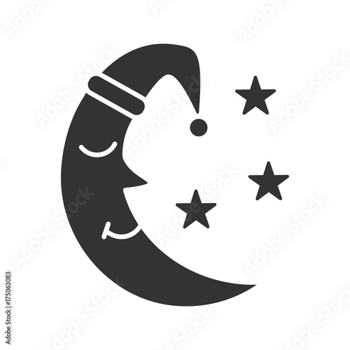 Moon with stars glyph icon