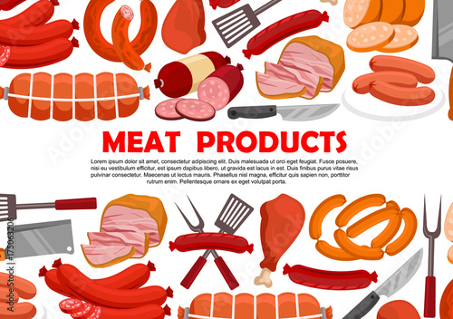 Vector poster of fresh meat products