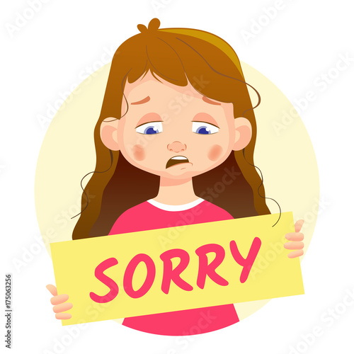 Sad Girl holding Sorry poster