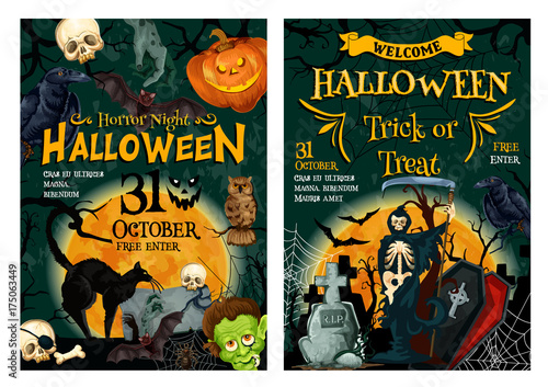 Halloween holiday horror party welcoming banner