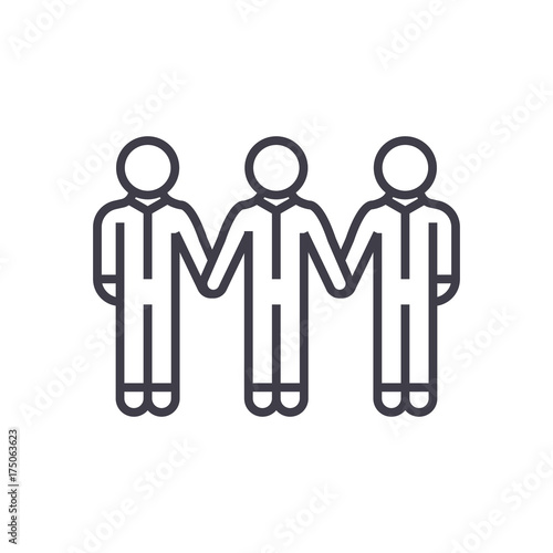 social community,bonds vector line icon, sign, illustration on white background, editable strokes