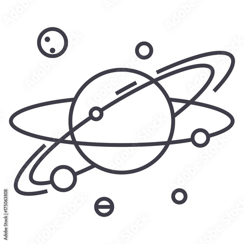 solar system,planetary,space,planet with satelites,mars vector line icon, sign, illustration on white background, editable strokes