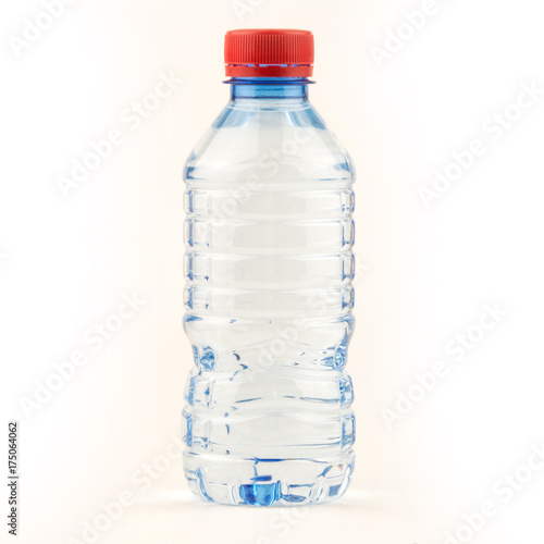 container recycling waste / Small water plastic bottle of drinking water isolated on white