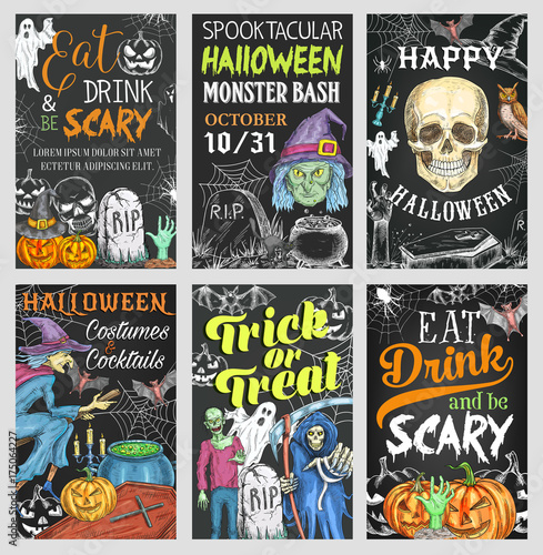 Halloween holiday trick or treat party banner