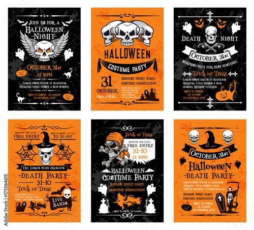Halloween vector posters for holiday horror party